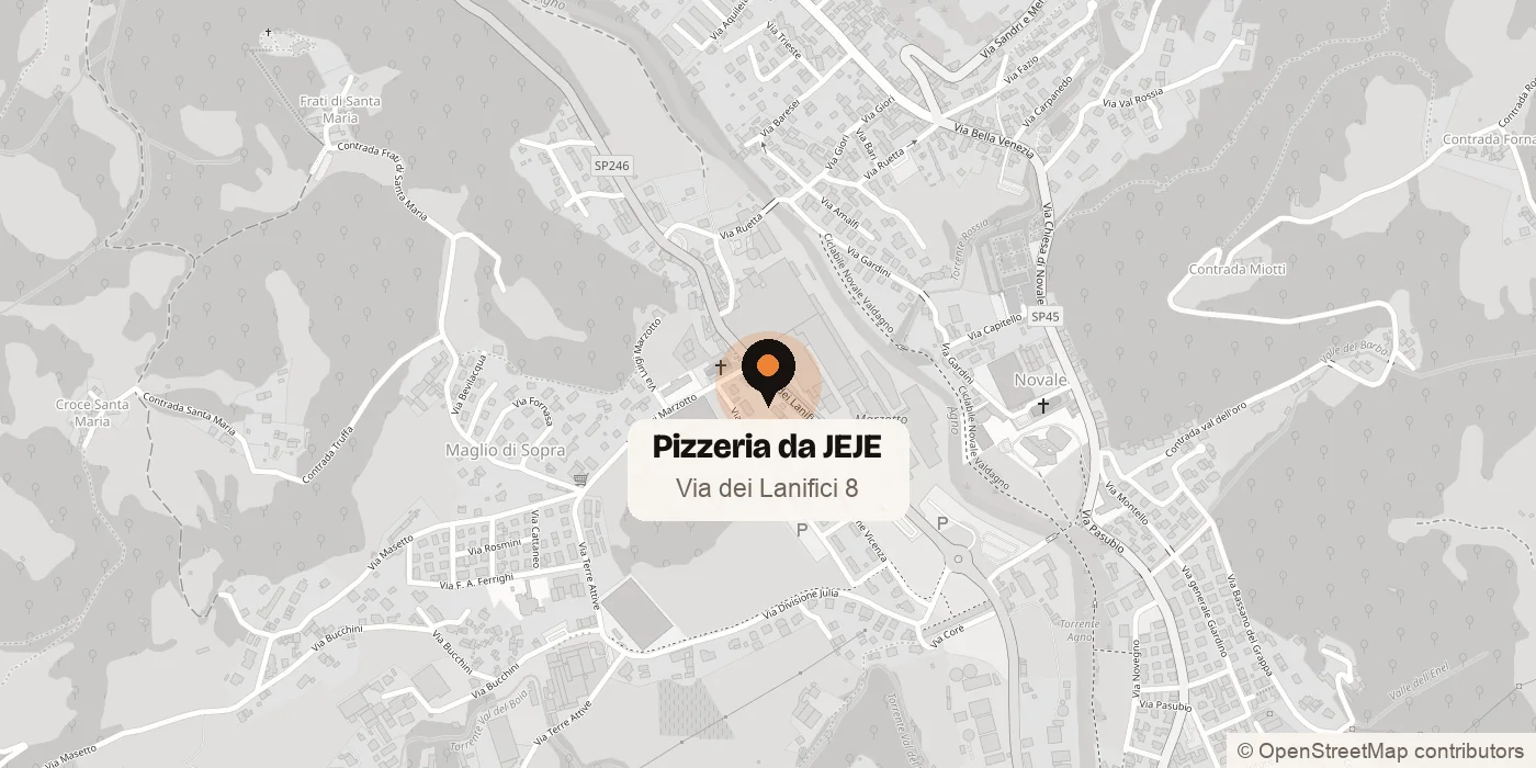 Mappa di Maglio di Sopra, a Valdagno, con la posizione della Pizzeria da JEJE in Via dei Lanifici 8